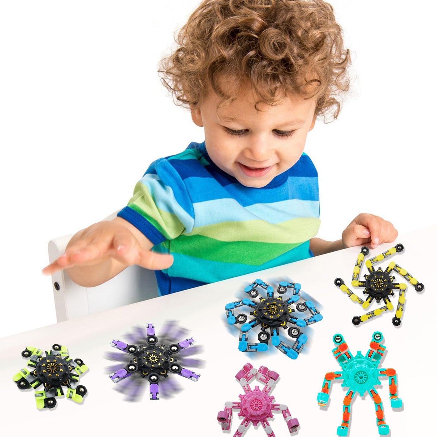 Irvotbes Transformable Fidget Spinners - 36pc Plastic Stress Relief Toys for Kids & Adults, DIY Robot Fingertip Gyros, Easter Basket Stuffers