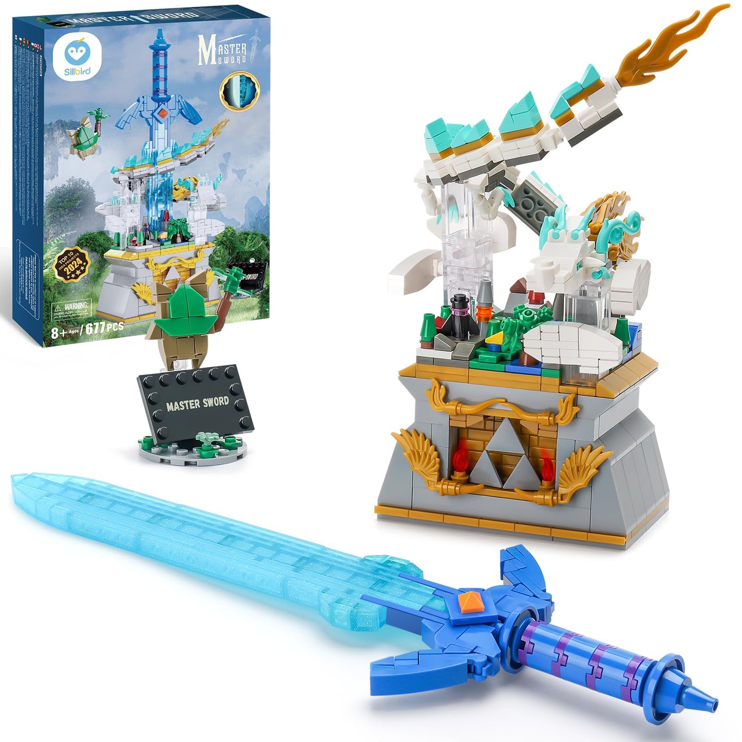 Sillbird BOTW Glowing Master decorative replica blade Building Blocks Set  TOTK Decorations with Dragon for Link Fans  Birthday Toys Gifts for Kids Boys Girls Ages 8-12 Year Old (677pcs)