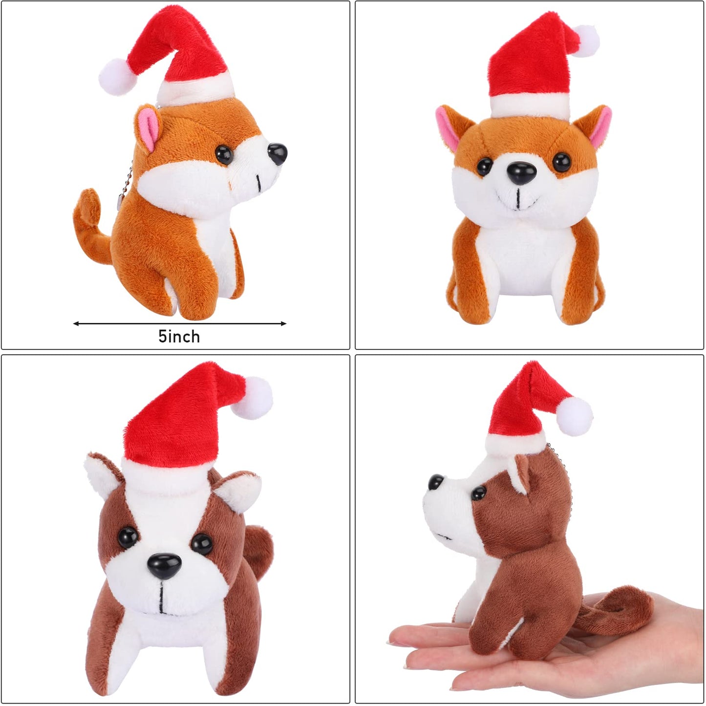 8 Pieces Plush Pets 5 Inch Stuffed Animals Bulk Assorted Cute Stuffed Pet Animal Plush Toys Small Plush Animals For Kids Halloween School Classroom Animal Themed Party Supplies Decors (Santa Style)