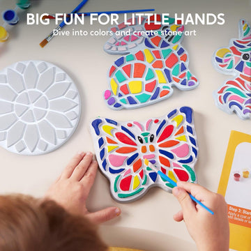 Klever Kits Stepping Stones Painting Kit - Paint 5 Garden Stones, Medium, Colorful, Ceramic Decor for Kids Age 8+ - Model 60220