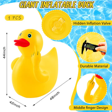 Hungdao 4 Feet Giant Inflatable Duck Huge Funny Rubber Duck Large Blow Up Duck Inflatable Duck Pool Float For Summer Beach Swimm