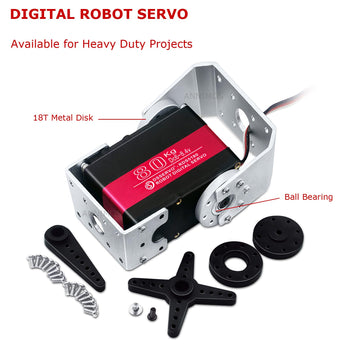 Annimos 80Kg Robot Servo Motor 8.4V High Torque Steel Gear Waterproof Large Digital Steering Servos With Mount Brackets