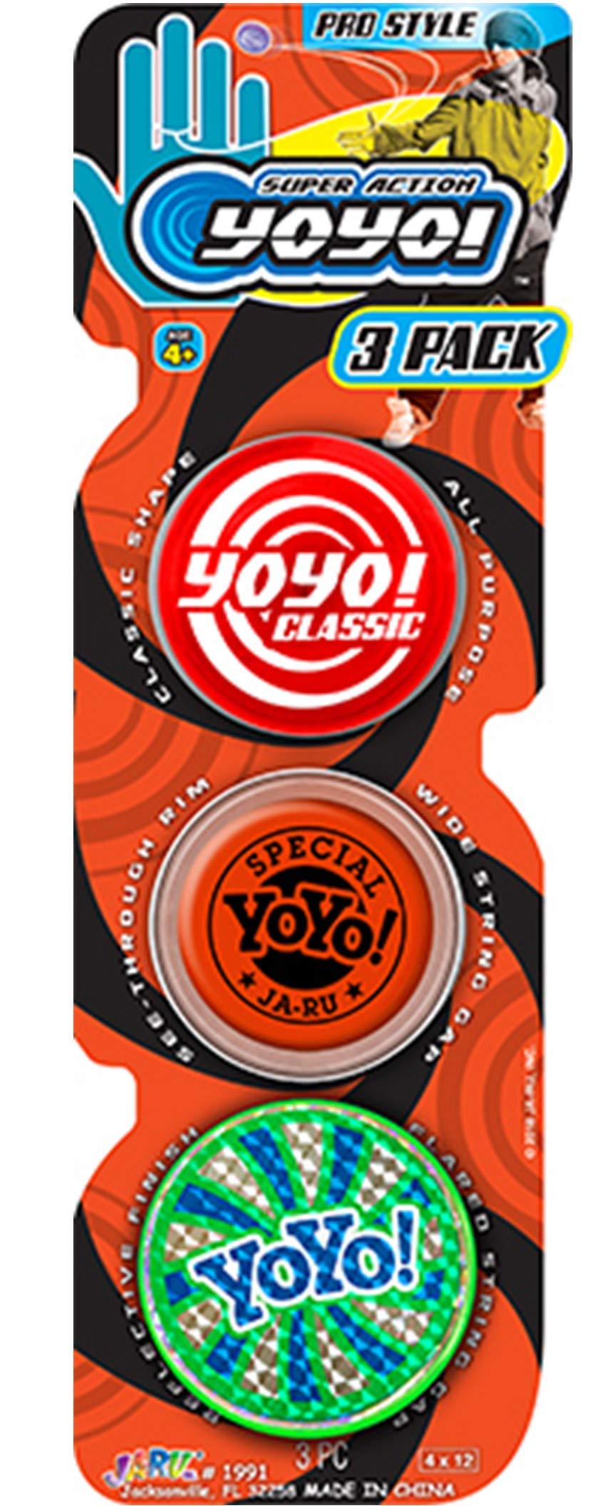 Yoyo Professional Bundle Yo-Yos Set By Ja-Ru (1 Pack Of 3) . Quality Fun Fidget Toys For Kids And Adults Yoyos For Kids Stoking Stuffers Filler Party Favors In Bulk 1991-1