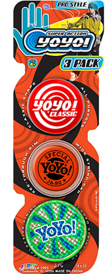 Yoyo Professional Bundle Yo-Yos Set By Ja-Ru (1 Pack Of 3) . Quality Fun Fidget Toys For Kids And Adults Yoyos For Kids Stoking Stuffers Filler Party Favors In Bulk 1991-1