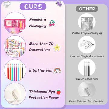 Diy Journal Kit For Girls, 7 8 9 10 Year Old Girl Birthday Gifts, Ideal Crafts Gifts For Tween And Teen Girls 7-14, 74Pcs Journa