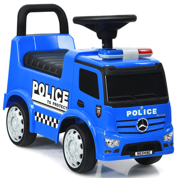 Costzon Ride On Push Car For Toddlers, Licensed Mercedes Benz Sliding Car W/Steering Wheel, Horn, Headlights, Under Seat Storage, Foot-To-Floor Riding Toy For Boys Girls 1-3 Years (Police Car, Blue)