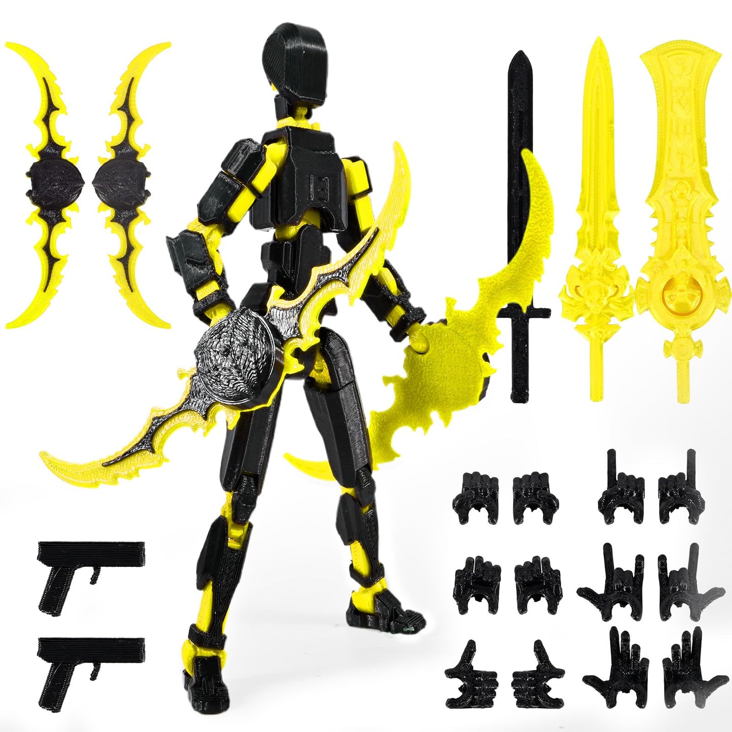 Memogizz T13 Action Figure Set, Pre-Filled Easter Egg With 3D Printed Toy, Easter Basket Stuffers For Adults, 1Pack, Blackgold