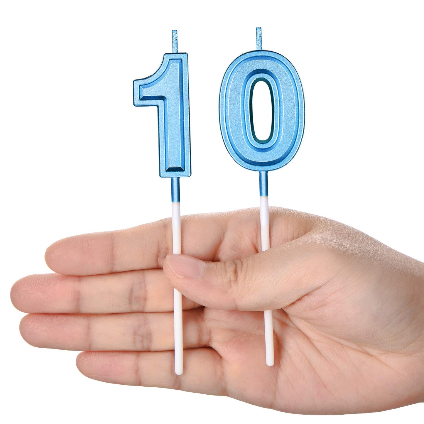 Frienda Birthday Candles - Blue 10th Birthday Cake Topper, 5cm x 11.5cm, Synthetic Wax, Perfect for Weddings & Anniversaries