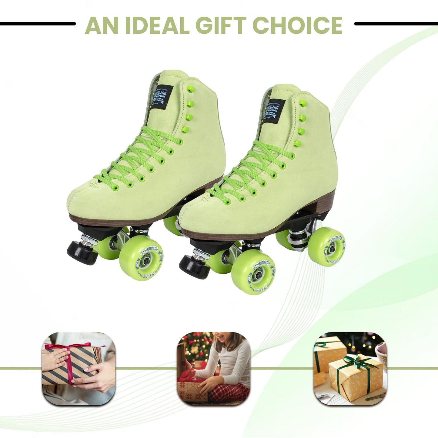 Sure-Grip Boardwalk Unisex Outdoor Roller Skates Material Of Leather, Rubber, Suede & Aluminum Trucks | Comfortable, Extra Long