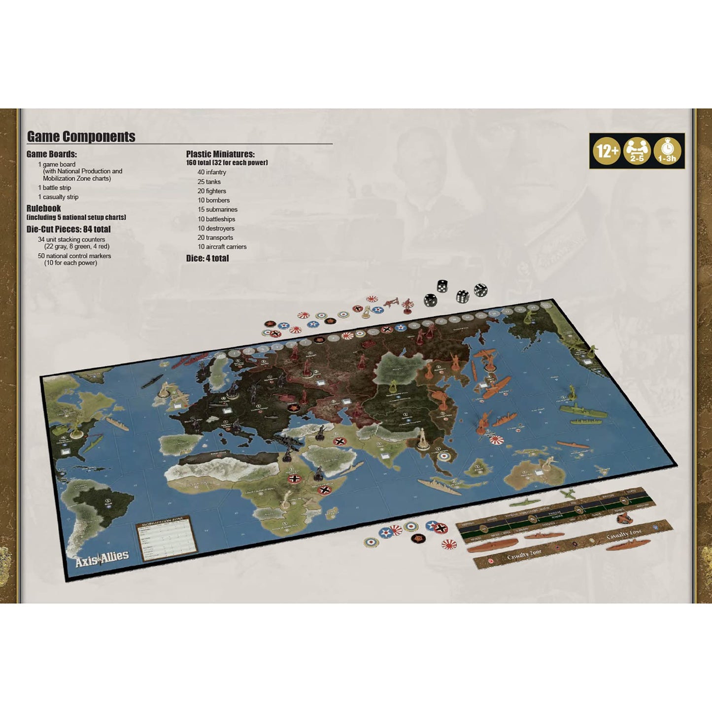 Renegade Game Studios Axis & Allies: 1941 WWII Strategy Board Game, 2-5 Players, Ages 12+, Cardboard, Model RGS02553