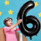 Large Black Number 6 Balloons, 40 Inch Foil Balloons, Giant Number Balloons For Women/Men Birthday Party Anniversary Celebration