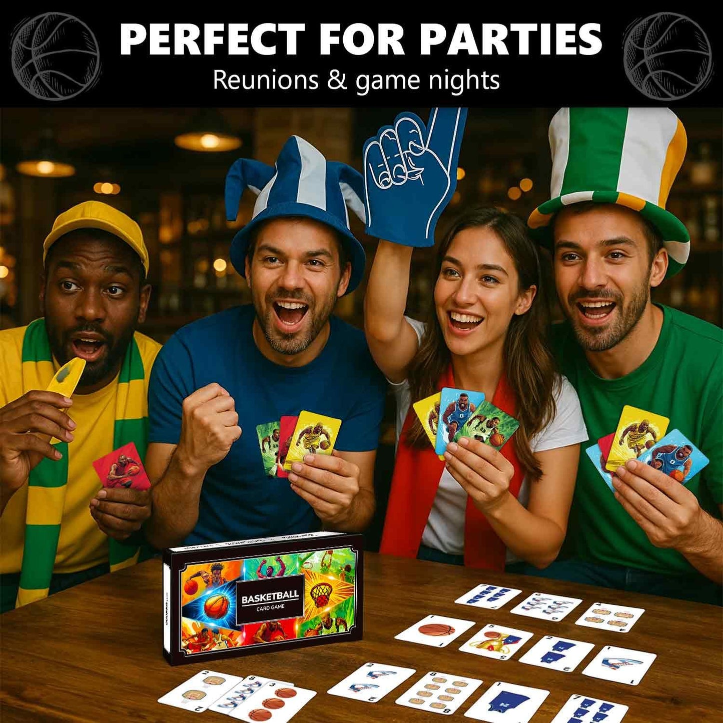 Quokka Basketball Fast-Paced Card Game For Kids & Adults - 128 Cards & Easy Rules - Quick & Fun Matching Game - 2-8 Players - Ag
