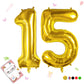 Smlpuame 40 Inch Number Balloon 0-9 Gold Large Number 15 Balloons,Digital Balloons For Birthday Party Celebration Decorations Su