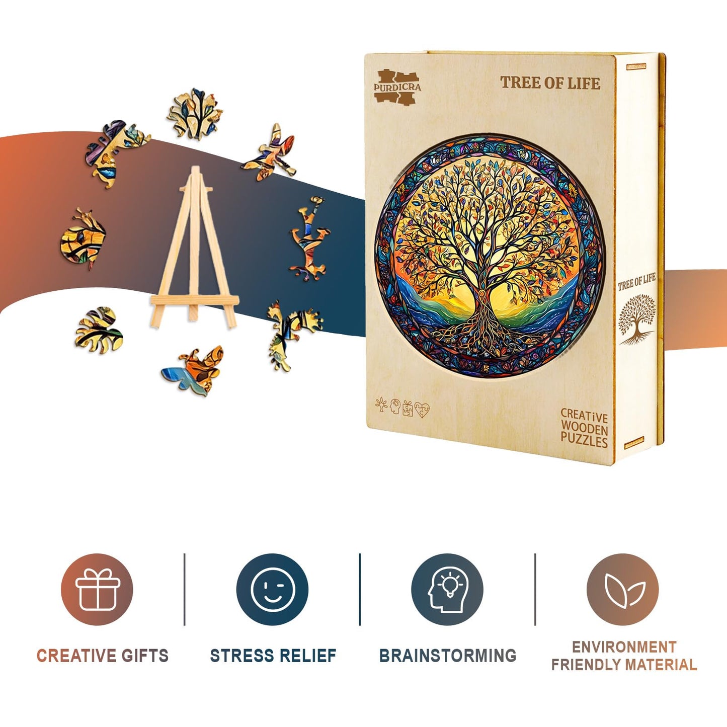Wooden Puzzles for mature-themeds - Challenging Tree of Life mature-themed Puzzle  Unique Animal Shaped Wooden Jigsaw Puzzles for mature-themeds  Creative Gifts Family Games 11.4 * 11.4in 200pcs