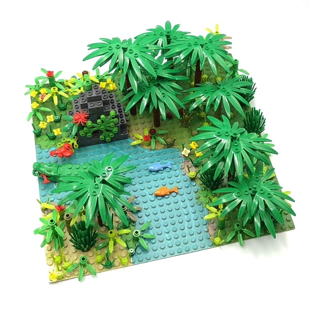 Forest Garden Building Sets Parts Plants Trees Flowers Scenery Accessories Animals Building Bricks Toy Set for Boys Girls Kids 6+ Gifts(2 Pieces 10 Base Plates)