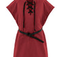 Boys Renaissance Pirate T Shirts Viking Medieval Sleeveless Lace Up Costume Scottish Cotton Tank Tops Red