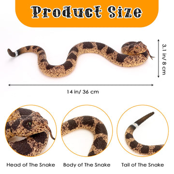 HFATMOS 2 Pcs Realistic Rubber Snakes, Plastic Snakes, Prank Snake Toys for Party, Tricking People, Kids Playing, Garden Props D