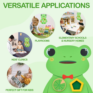 Monlurd Wooden Frog Sensory Wall Toy, Busy Board For Toddlers, Montessori Sensory Wall Panel For Kids, Ideal For Classroom, Play