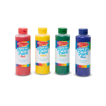 Melissa & Doug Washable Poster Paint Set (4 Colors Red, Yellow, Green, Blue)