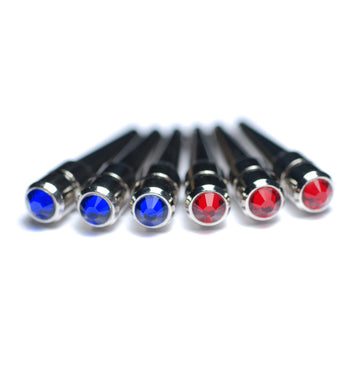 We Games Chrome Cribbage Pegs With Austrian Crystals In Assorted Colors & Velvet Pouch - Set Of 6 (2 Colors, 3 Pegs In Each Color)