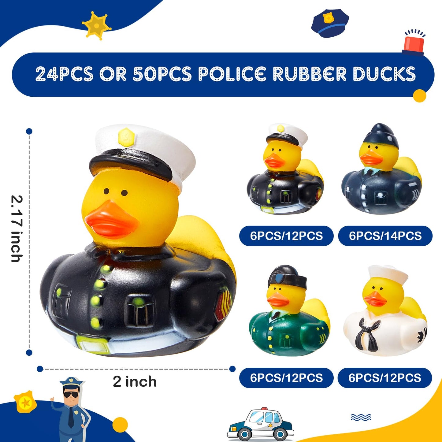 Deekin 2.17 Inches Military Ducks Uniform Armed Forces Rubber Ducks Military Party Favors Cool Rubber For Shower Birthday Party Gift(50 Pcs)
