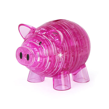 Btyyihex 3D Crystal Pig Puzzle, Functions As A Piggy Bank, Crystal Puzzle Brainteasers For Puzzlers Ages 16 And Up, 94Pcs (Pink)