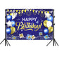 YinQin 180x120 cm Royal Navy Blue Gold Happy Birthday Backdrops Cloth 71x47 inch Birthday Photography Background Glitter Navy Bl