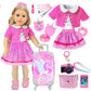 American 18 Inch Doll Clothes And Accessories - Suitcase Luggage, Camera,Mobile Phone, Lipstick, Blush, Makeup Brushes, Bracelet