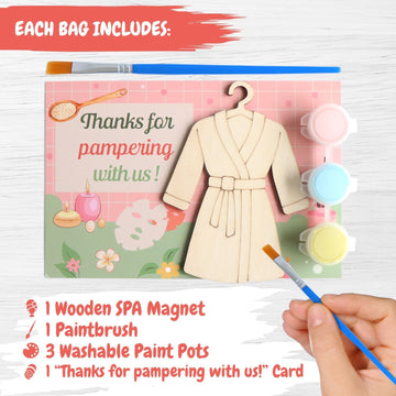 12 Pack Spa Party Favors for Kids - Individually Wrapped Paint Your Own Wooden Magnet Craft Kits with Thank You Card, Spa Birthd
