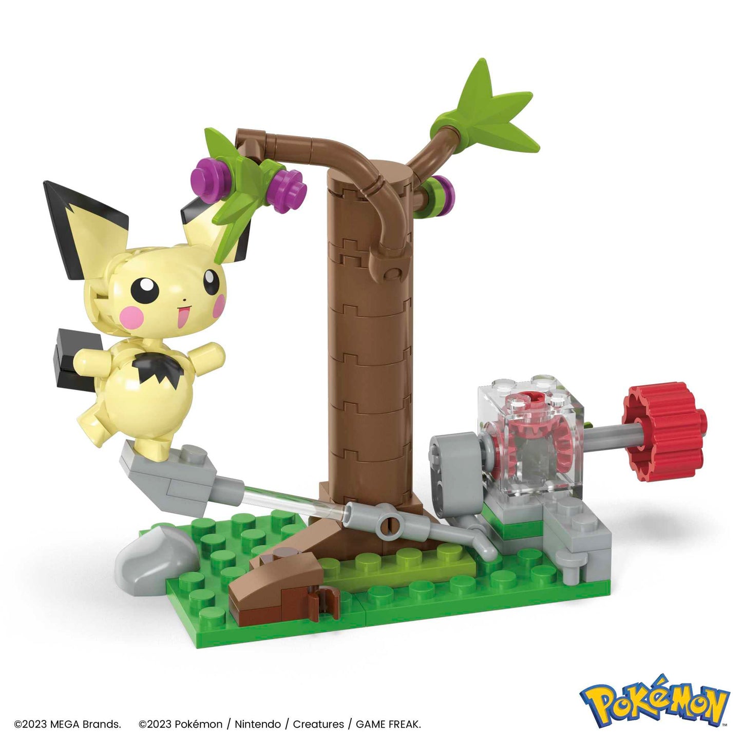 Mega Pokémon Action Figure Building Toys Set, Pichu'S Forest Forage With 84 Pieces, Motion And 1 Poseable And Buildable Character