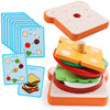 kizh Wooden Sandwich Sorting Stacking Toys - Montessori Fine Motor Play Food Set for Toddlers, Preschool - Model W3011