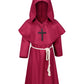 Kids Medieval Renaissance Monk Costume Priest Friar Wizard Cloak Hooded Robe Cosplay Costume Belt Necklace Set(RD 130)