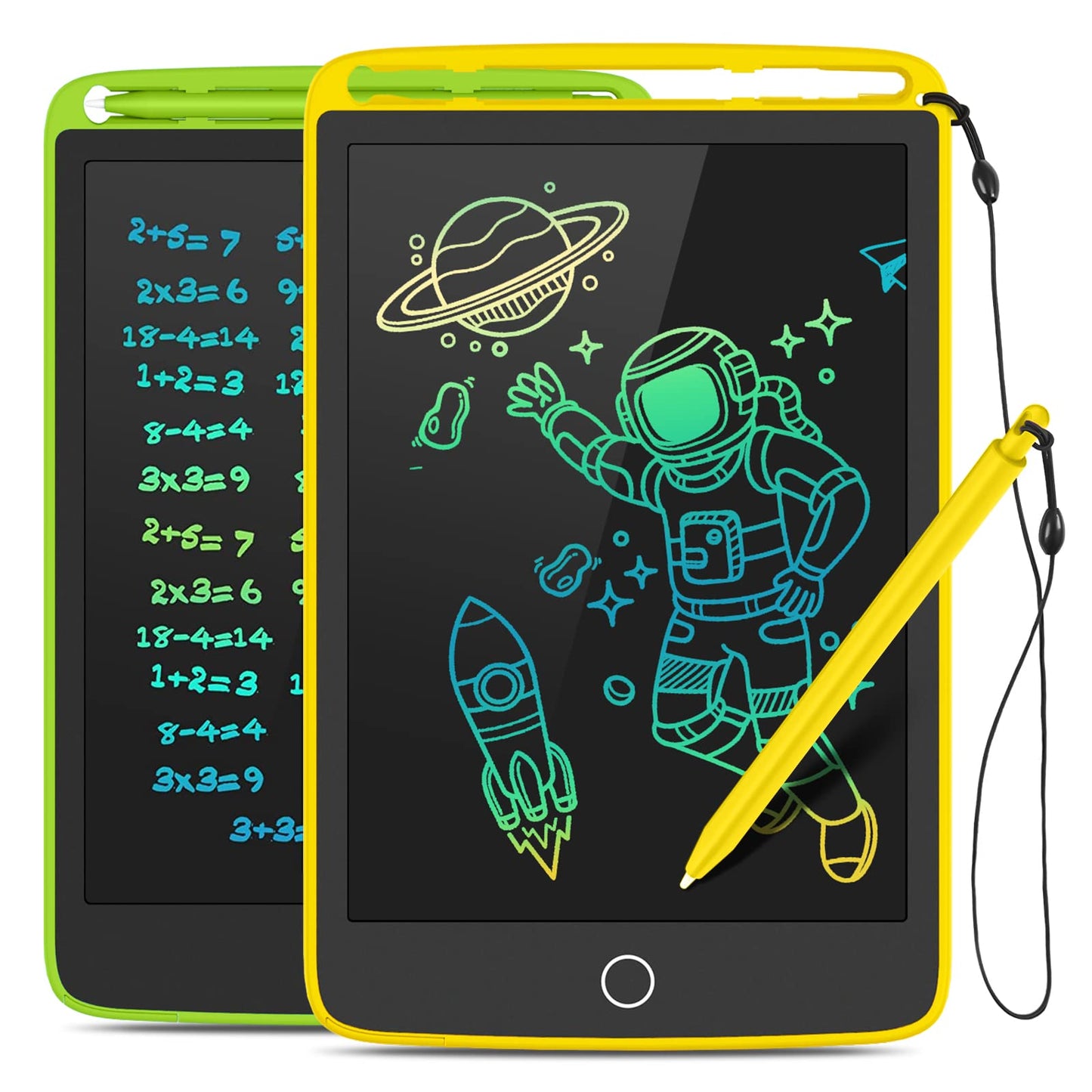 2 Pack Lcd Writing Tablet, Colorful Screen Doodle Board 8.5 Inch Drawing Tablet For Kids, Learning Toys Birthday Gifts Travel Activity Games For 3 4 5 6 Year Old Boys And Girls Toddlers(Yellow Green)
