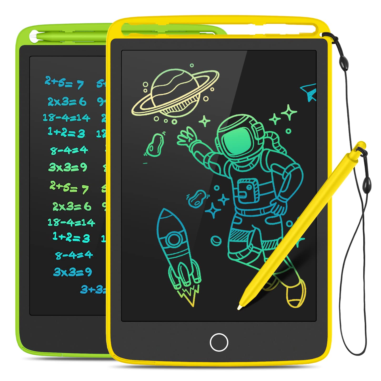 2 Pack Lcd Writing Tablet, Colorful Screen Doodle Board 8.5 Inch Drawing Tablet For Kids, Learning Toys Birthday Gifts Travel Activity Games For 3 4 5 6 Year Old Boys And Girls Toddlers(Yellow Green)