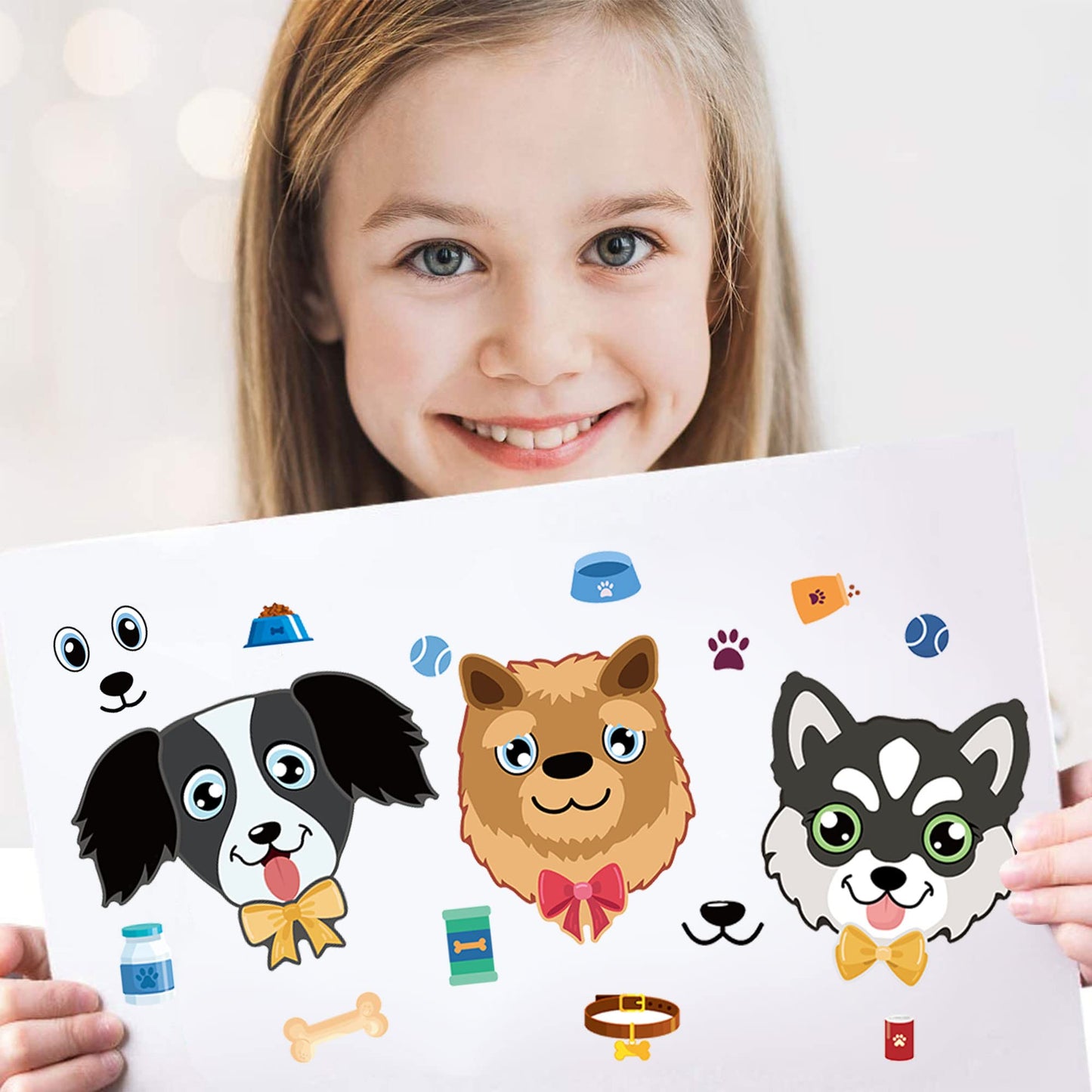 Dorgua Make-A-Face Sticker Set, Make A Dogs Stickers For Kids Dog Lover, Diy Craft Stickers Face Stickers Decor, Make Your Own D