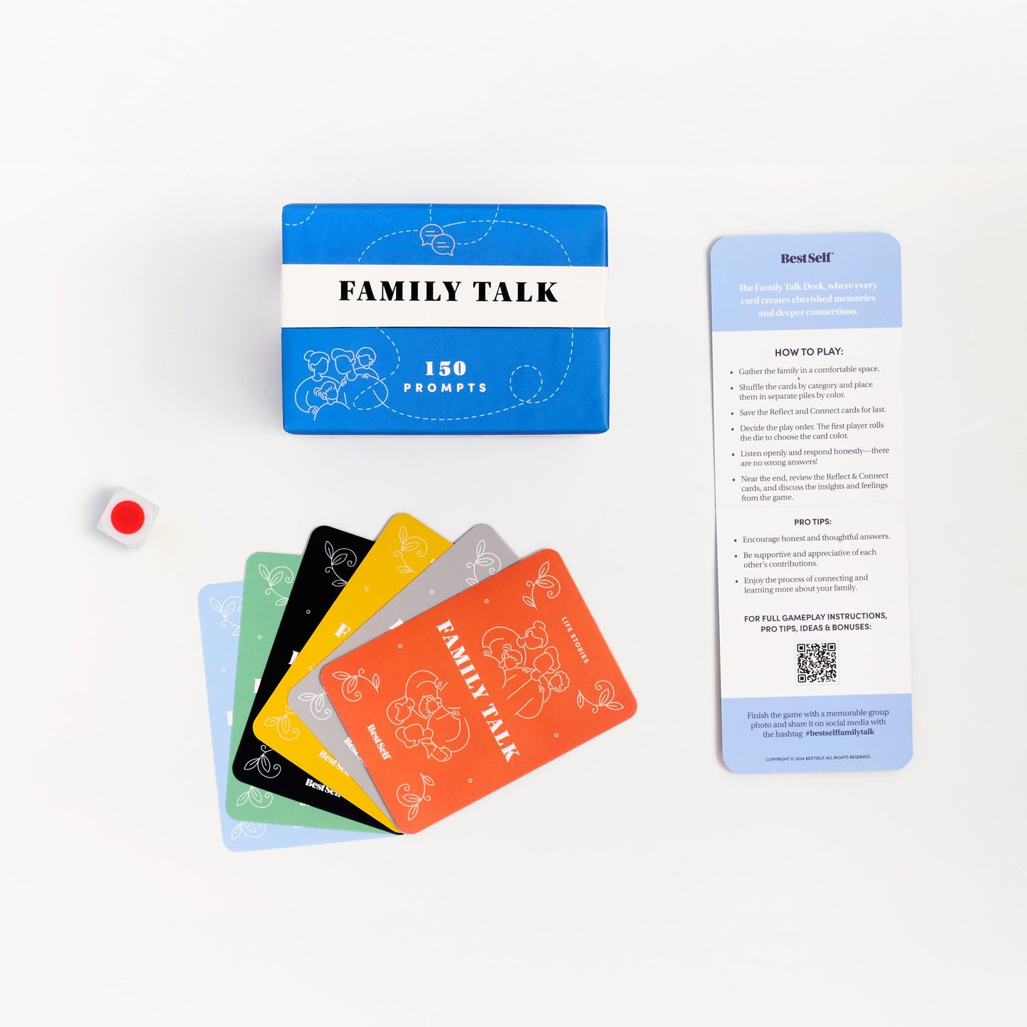 Bestself Family Talk Icebreaker Deck – 150 Conversation Starters For Family Connections, Fun Bonding, Game Nights