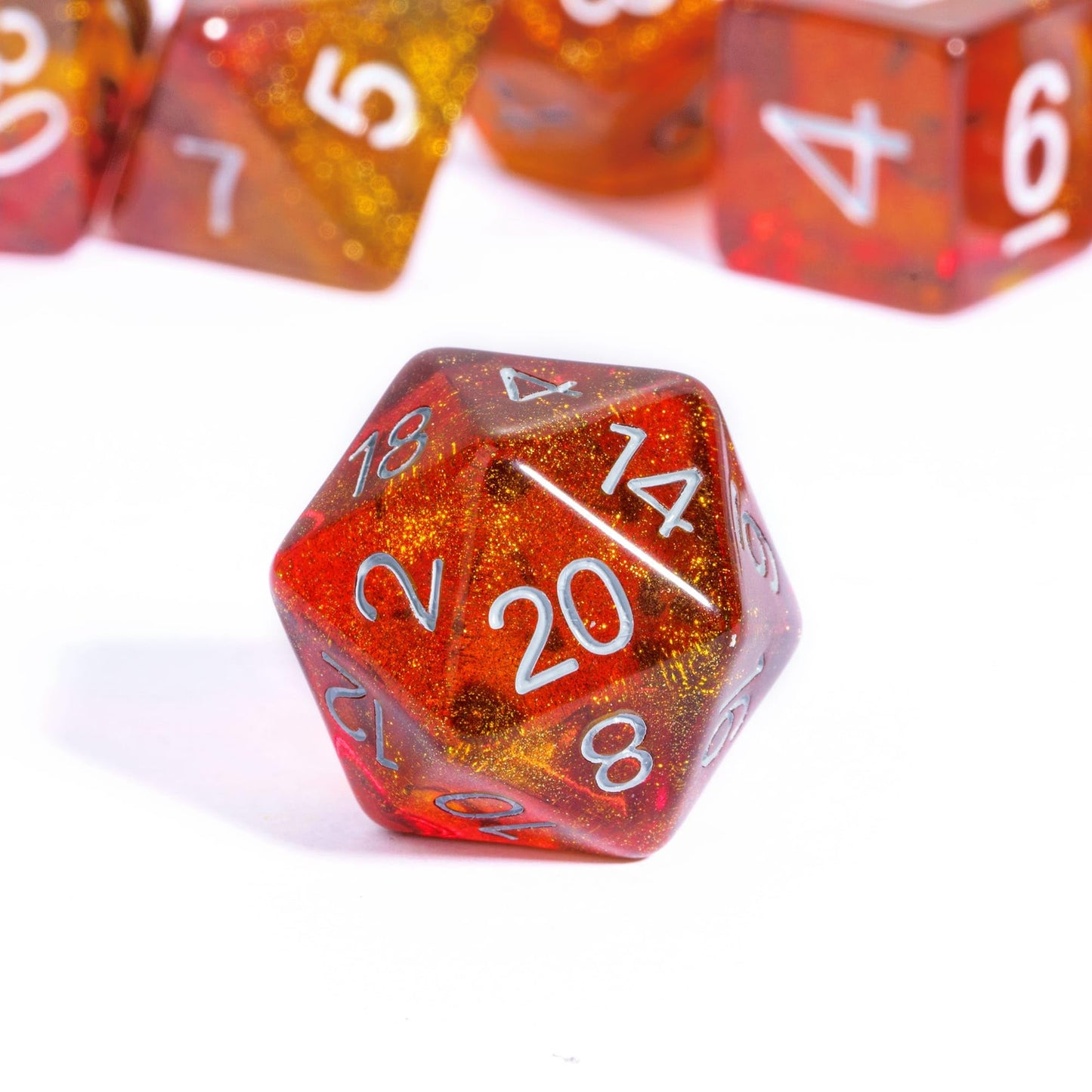 Hddais Dnd Dice Set 7Pcs Orange Polyhedral Dice Set Glitter D&D Dice For Dungeons And Dragons Role Playing Tabletop Games,D N D