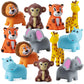 Mini Zoo Animals Bath Toys - (Pack Of 12) Vinyl Rubber Jungle Safari Animal Figures, Squeezable Bath Tub Toys For Kids, Baby Shower, Birthday Party Supplies, Favors, Cake Decor, Table Decorations