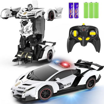 Senfhome Remote Control Car - Transforming Toy Car Robot, One-Button Deformation With Flashing Lights 2.4Ghz 1:18 Scale Transfor