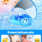 LAYCOL Baby Swimming Float Ring XL - Inflatable with Sun Canopy, No Flip Over, Deep Blue, Model B1214Y for Ages 3-36 Months