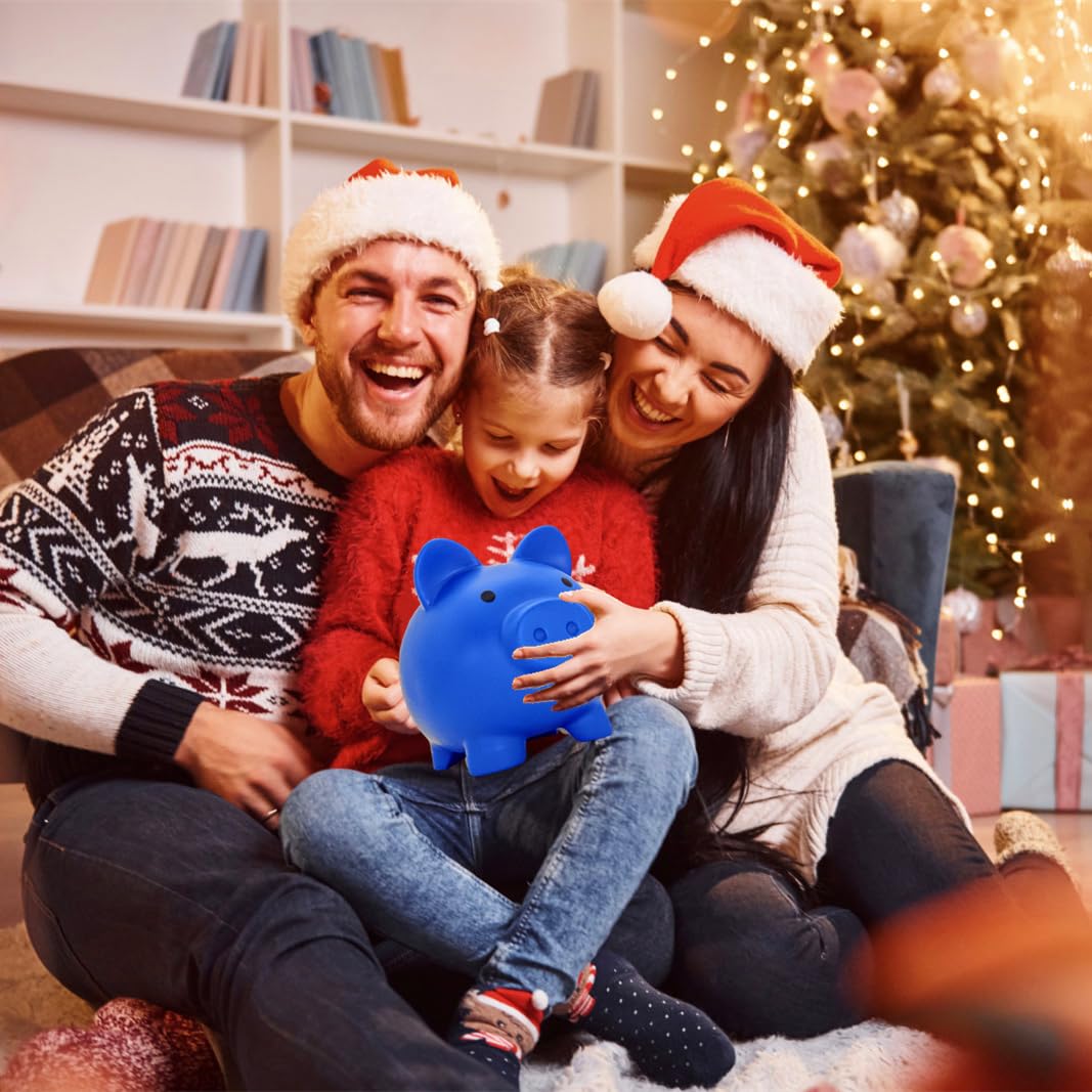 Cute Piggy Bank For Sbrvaniy Pig Money Bank Coin Bank For Boys And Girls My First Unbreakable Money Bank Large Size Decoration Savings Christmas, Halloween, Birthday Gift (Navy Blue)