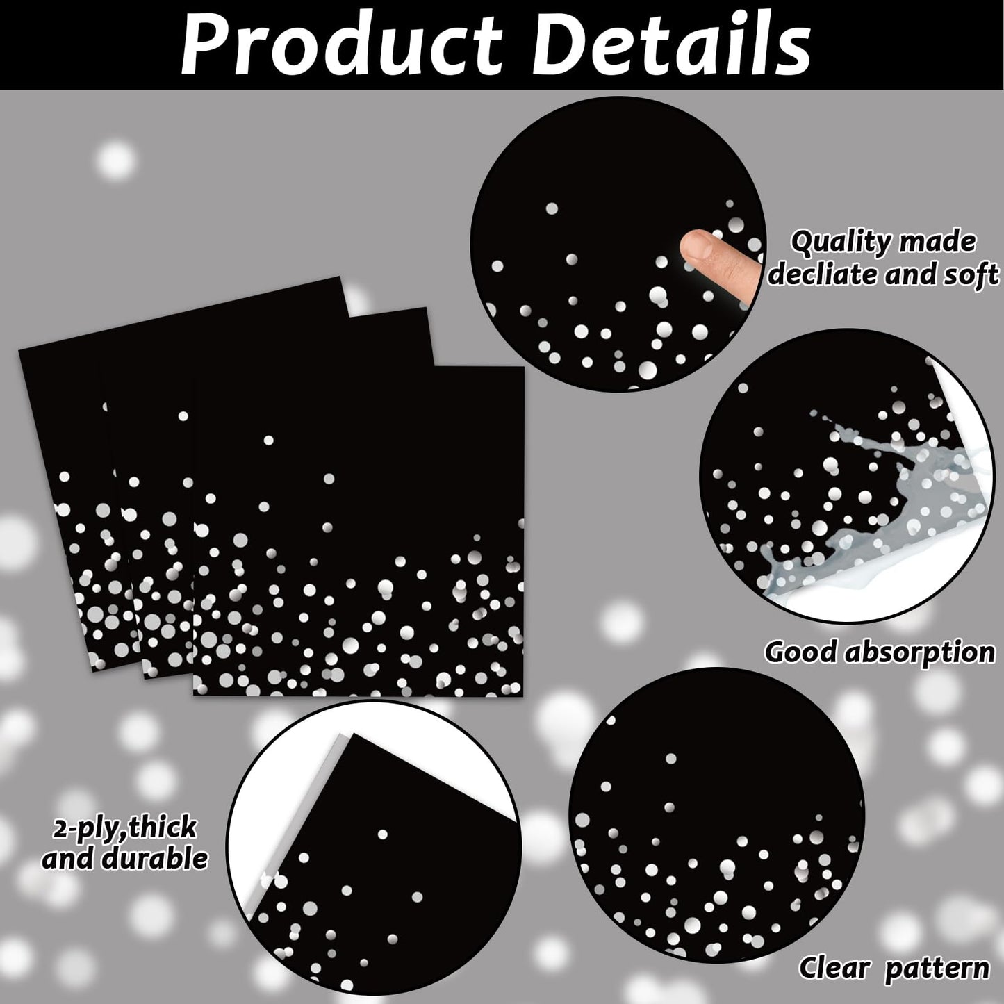96 Pcs Black And Silver Party Supplies Paper Plates Napkins Silver Dot On Black Party Birthday Tableware Kit Black And White Bir