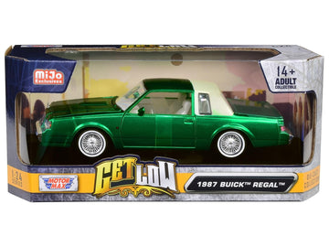 1987 Buick Regal Green Metallic With White Interior ''Get Low'' Series 1/24 Diecast Model Car By Motormax