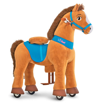 Ponycycle Ride On Horse Toys For Kids Riding Brown Horse Rocking Horse Essential Model E (With Brake/ 35.4' Height/Size 4) Ride On Giddy Up Walking Mechanical Pony Ride Plush Animal With Wheels E437