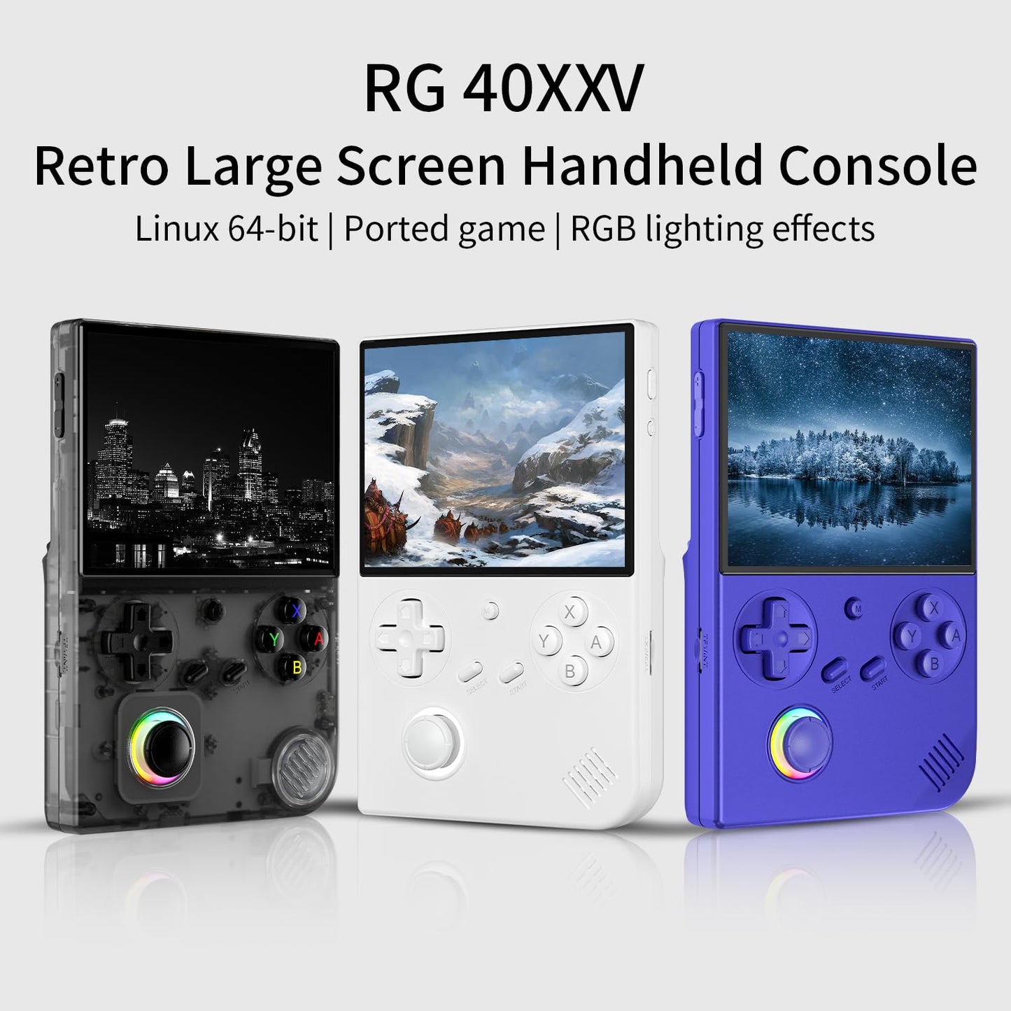 Rg40Xx V Handheld Game Console,4.0 Inch Ips Screen With 16 Colors Rgb Colorful Light Control Joystick,Linux System Games Console