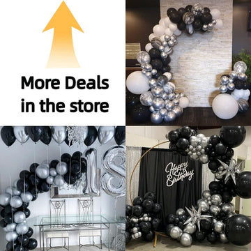 Bezente 12" Black Silver Confetti Latex Balloons, 60pcs Rubber for Birthday, Baby Shower, Wedding, Silver Theme Party Decor