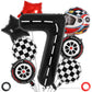 Race Car 7 Balloons, 40 Inch Racetrack Number 7 Balloon, Large Foil Mylar Racetrack Black 7 Balloon For 7 Year Old Birthday Race