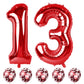 Lingqiang Red 13 Birthday Balloons - 40 Inch Foil Numbers 1 & 3 with Confetti - Perfect for 13th & 31st Birthday Parties