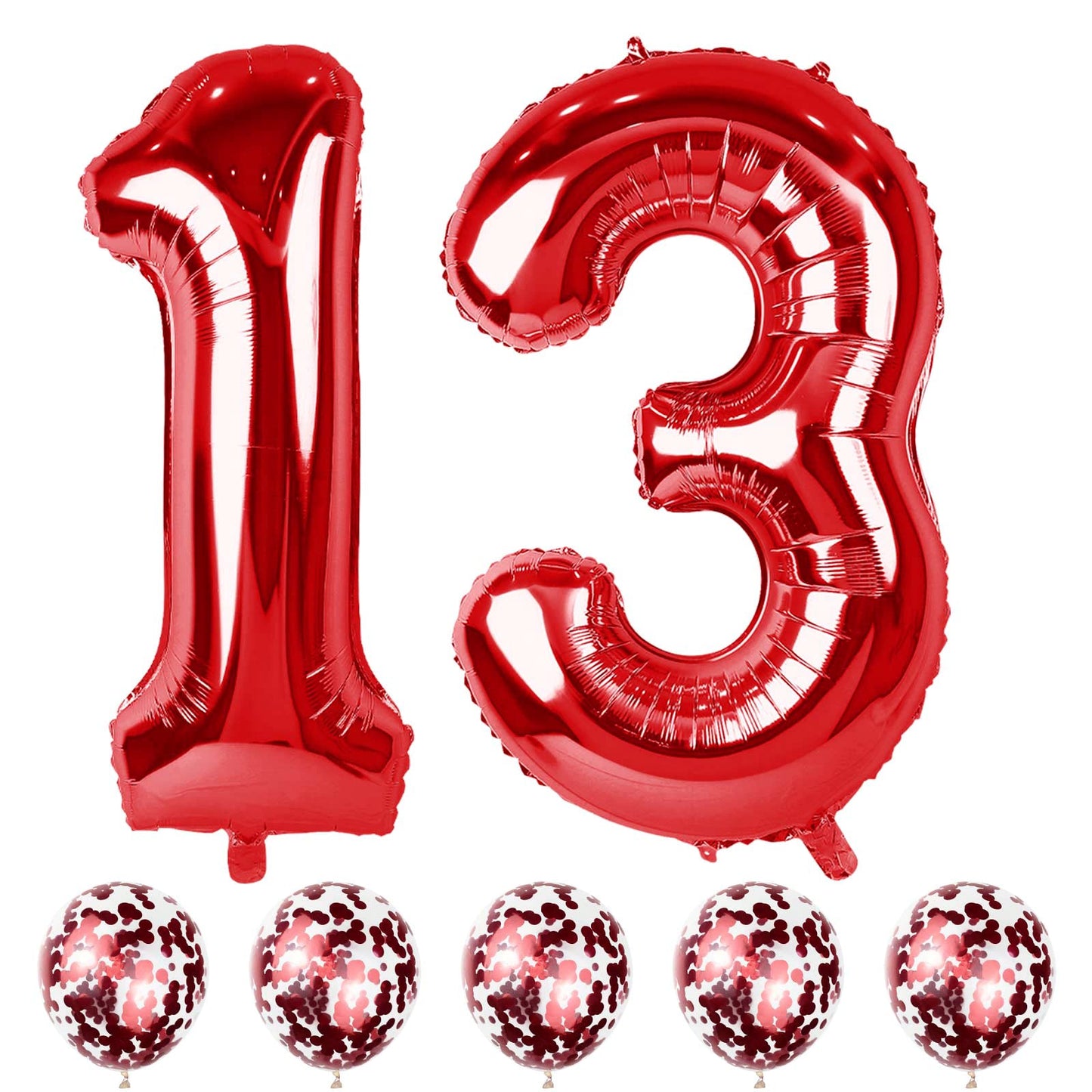 Lingqiang Red 13 Birthday Balloons - 40 Inch Foil Numbers 1 & 3 with Confetti - Perfect for 13th & 31st Birthday Parties