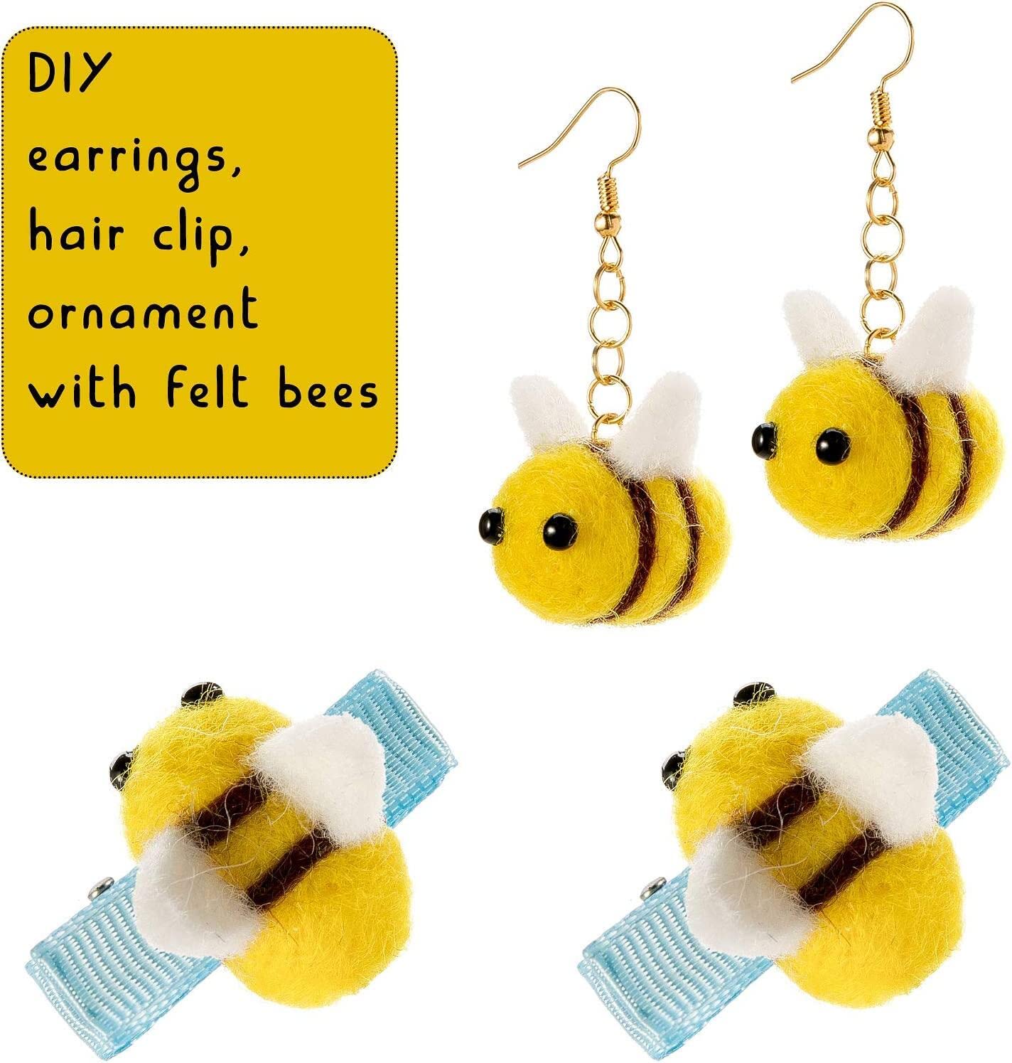 Cinpiuk 24 Set Felt Bees For Crafts, Wool Felt Bumble Bee Plush For Tiered Tray Decoration Party Favors Diy Craft Jewelry Access